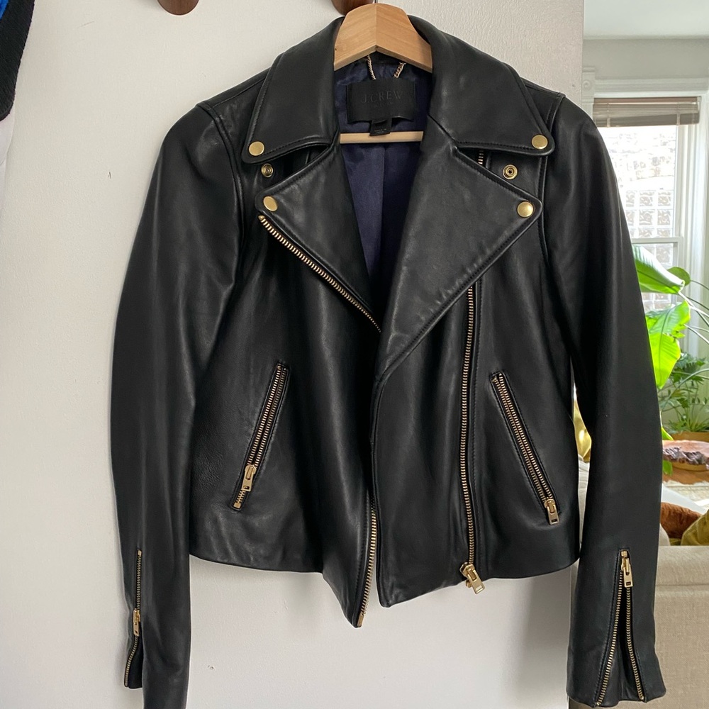 J Crew leather moto jacket